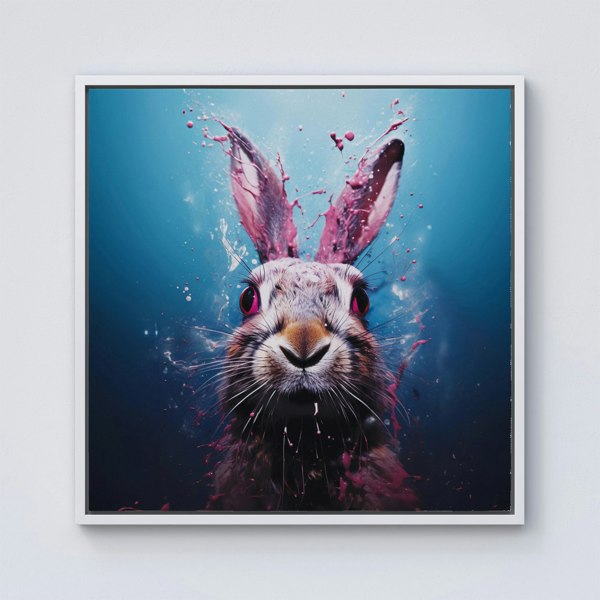 Warren Reed Rabbit Face Splash Art Framed Canvas