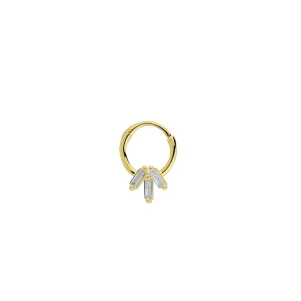 Spero London Sterling Silver Baguette Gemstones Helix Tragus Huggie Earring