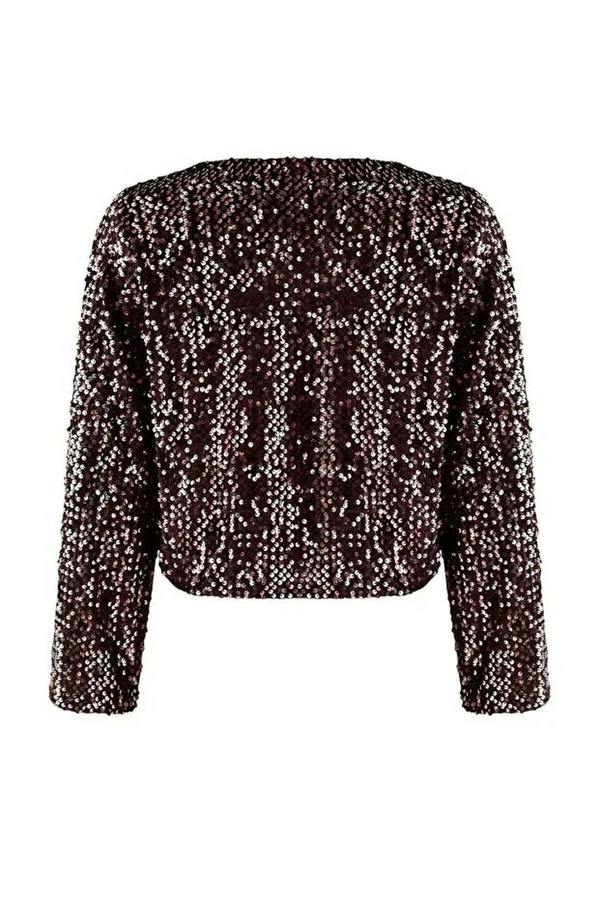 WOVCOR Front-Tie Sequin Party Jacket