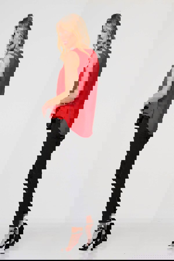 Red | Cut Out Detail Sleeveless Top