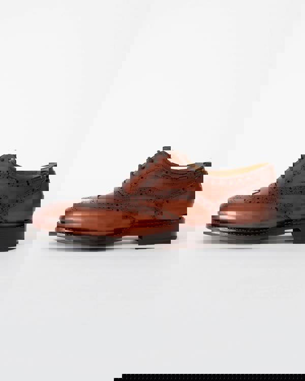 side of Oliver Sweeney Hunstanton Hand Antiqued Calf Leather Mens Oxford Shoes in Cognac