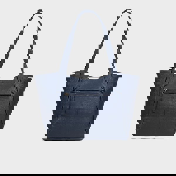 Assots London 'URBAN TOTE' Navy Pebble Grain Real Leather Work Tote Bag