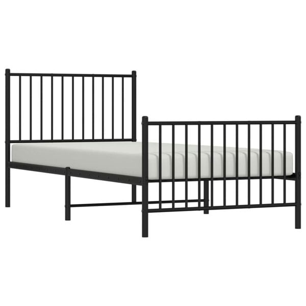 Berkfield Metal Bed Frame with Headboard and Footboard Black 90x200 cm