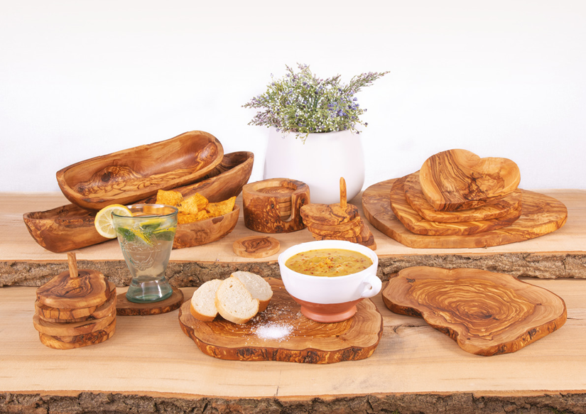 Verano Spanish Ceramics Olive Wood - Handmade 6 Rustic Coasters