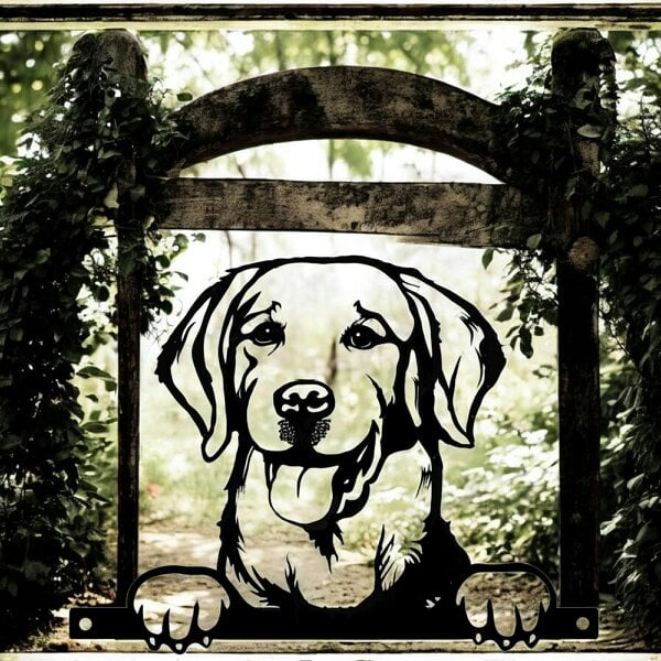 EDH Door Hardware Metal Labrador Retriever Peeking Dog Silhouette – 28cm x 32cm | Decorative Metal Labrador Art for Home & Garden Décor