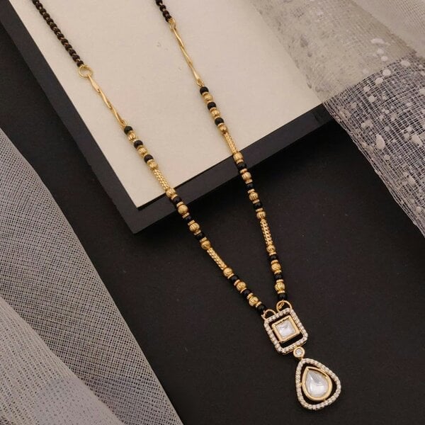 The Colourful Aura Elegant Twin-Pendant Gold Plated Zircon Mangalsutra Necklace