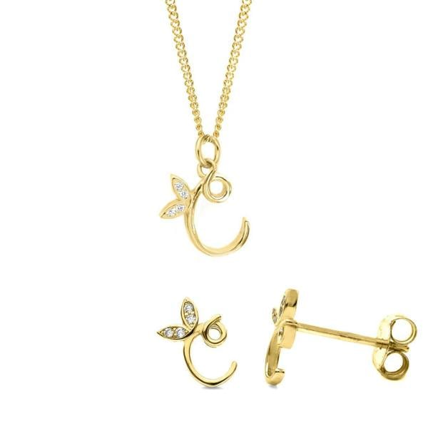 Say It With Dainty Winged Initial Bundle - Yellow Gold