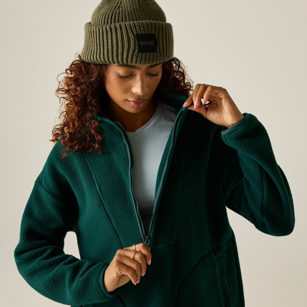 Regatta Womens Frankie Borg Half Zip Longline Fleece Top - Deep Pine