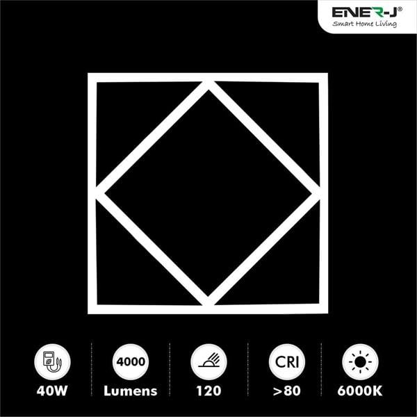 ENER-J Double Square borderline Panel Light, 595x595, 40W 4000 lm, White (6000K) light in outside and blue light in inside (Pack of 6)