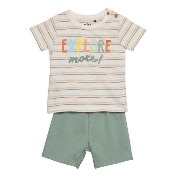 Mini Cuddles Baby Boys Striped 2pc Set, Multicolour