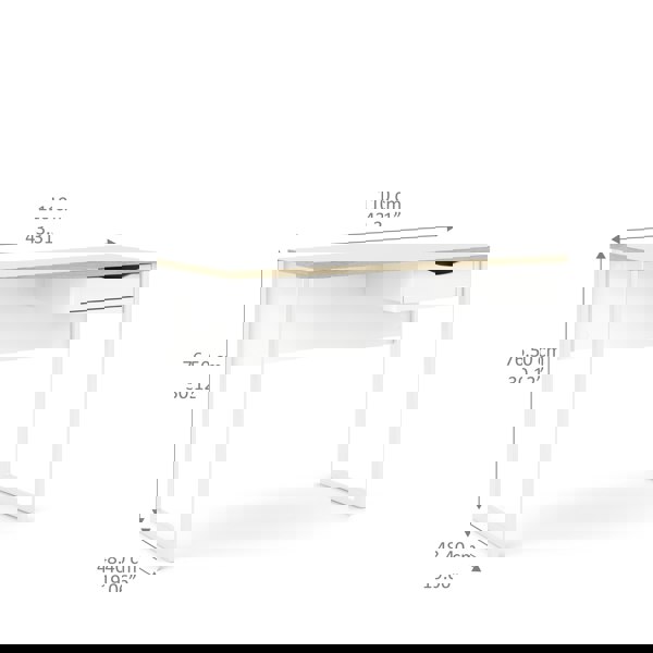 Furniture To Go Function Plus Desk 1 Drawer in White with Oak Trim