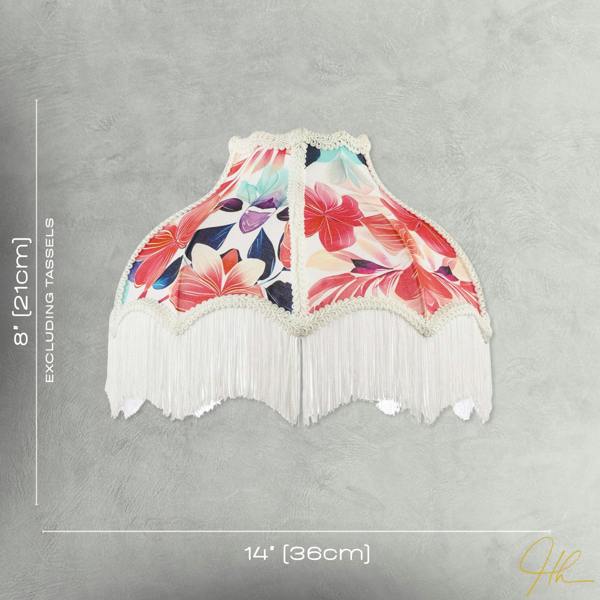 Multi Coloured Vivid Floral Victorian Light Shade with White Trims Image 7