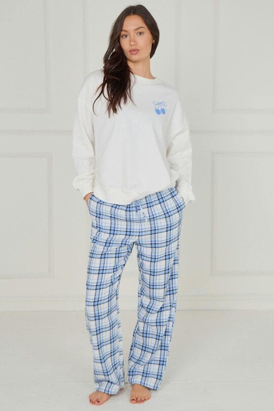 Sweet Side Cotton Pyjama Set – Blue Check