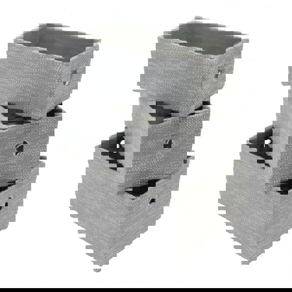 JVL Serena Rectangular Fabric Storage Baskets for Home Organisation, Set of 3, Light Grey