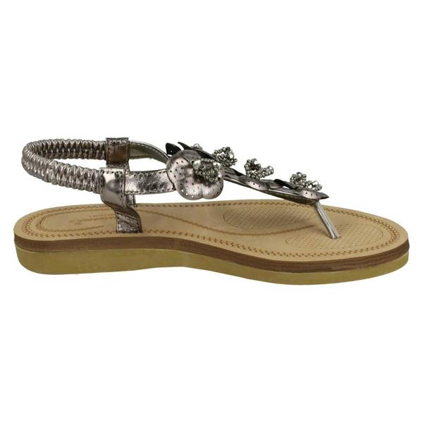 Savannah Ladies Savannah Beaded Flower Trim Sandals