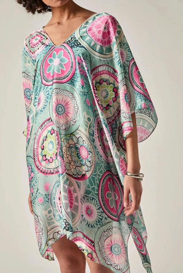 James Lakeland Turquoise Mandala Print Kaftan