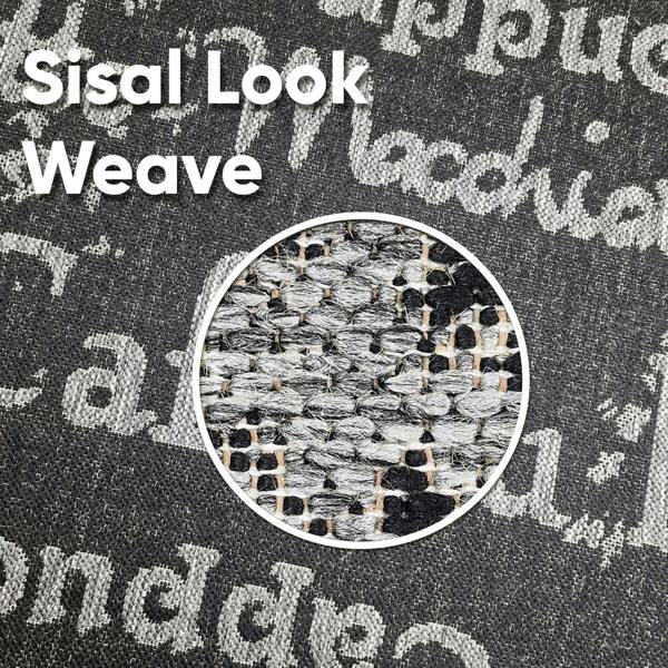 Non-Slip Black Kitchen Rug Coffee Pattern Flat Weave Sisal Look Area Mat and Runner