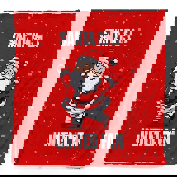 BritishmadeGifts Santa is a United Football Fan - Luxury Fleece Blanket 150cm X 150cm