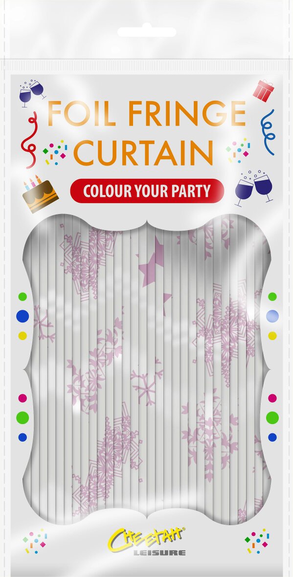 Cheetah Shimmer christmas Tinsel Curtain, 2.5M x 1M Pink