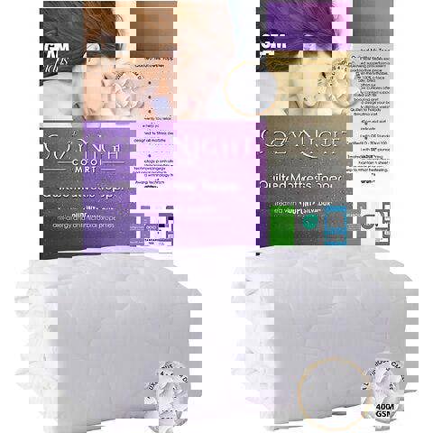 Glamhaus Anti Allergy Mattress Topper with Fitted Skirt