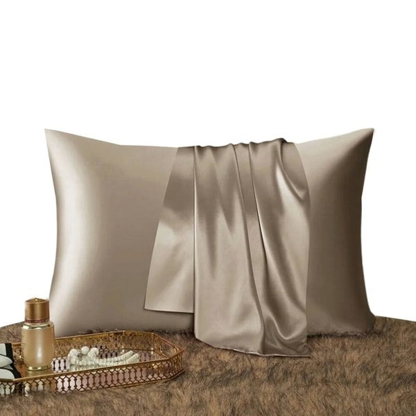 Anyhouz Anypillow Pillowcase 50x90cm Coffee Natural Mulberry Silk For Comfortable And Relaxing Home Bed