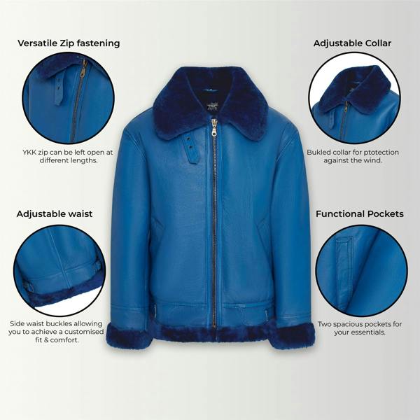 Infinity Leather Mens B3 Bomber RAF Aviator Sheepskin Jacket -Wyndham