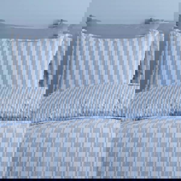 Catherine Lansfield Epping Textured Stripe Reversible Duvet Cover Set Blue