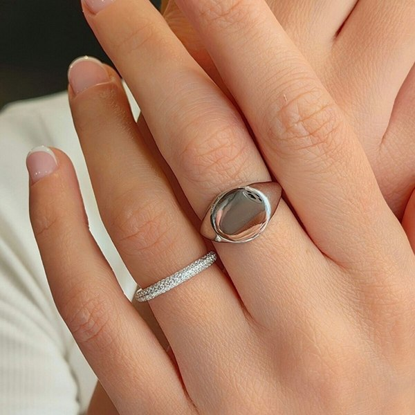 Spero London Signature Circle Sterling Silver Signet Ring