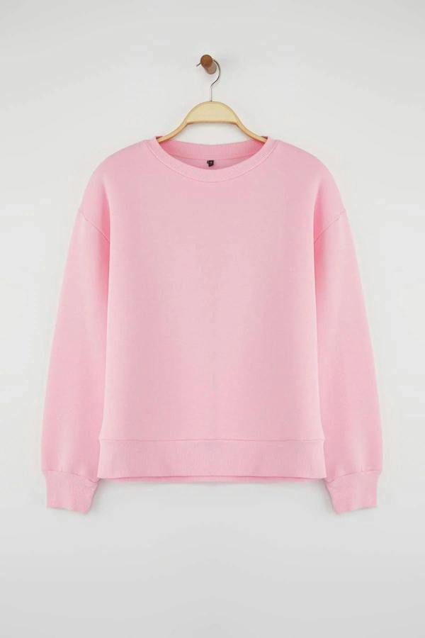 Hoxton Gal Thick Fleece-Lined Regular Fit Crew Neck Basic Knit Sweatshirt