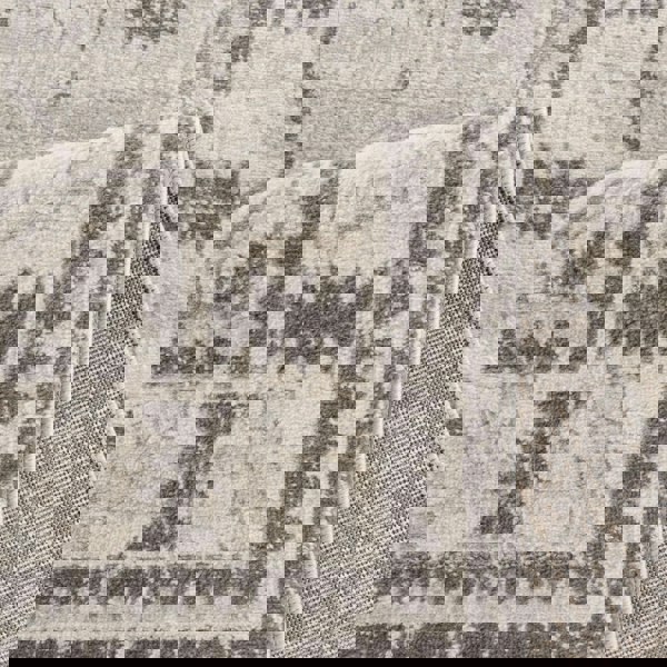 Living Room Medallion Design Grey Rug