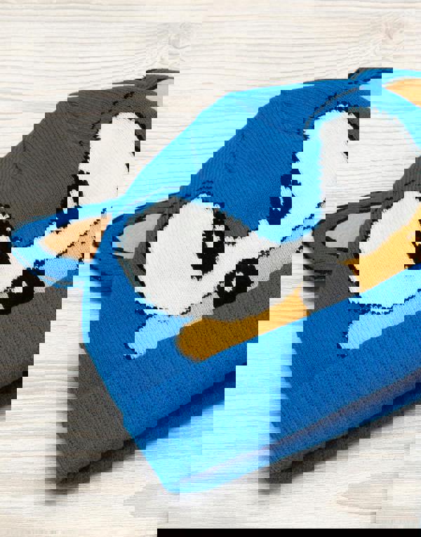 Sonic the Hedgehog Boys Blue Character Front Beanie and Gloves Set (One Size)