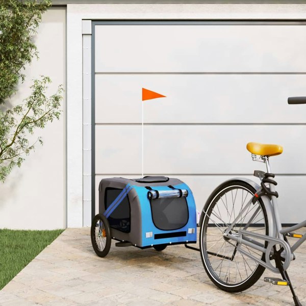 Berkfield Dog Bike Trailer Blue and Grey Oxford Fabric and Iron