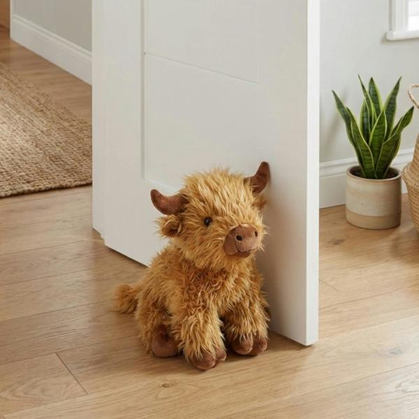 Garden Greatness Fuzzy Fur Highland Cow Doorstop