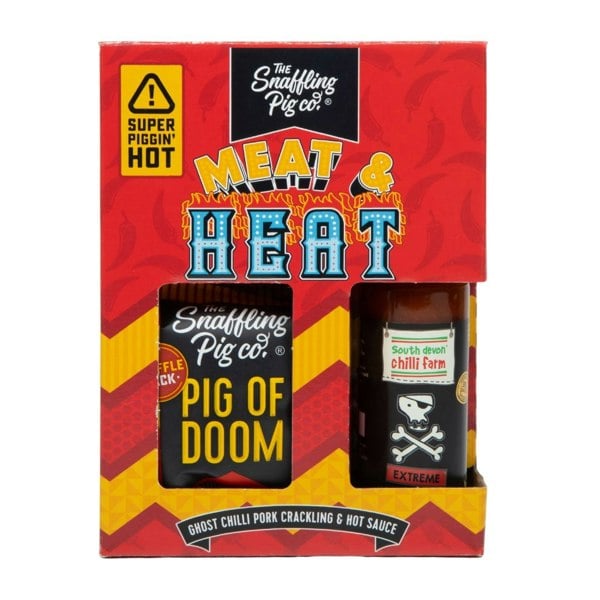 The Snaffling Pig Co Meat & Heat: Ghost Chilli Pork Crackling and Hot Sauce Gift Box