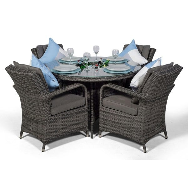 Giardino Arizona Round 4 Seater Patio Dining Set with Ice Bucket Drinks Cooler