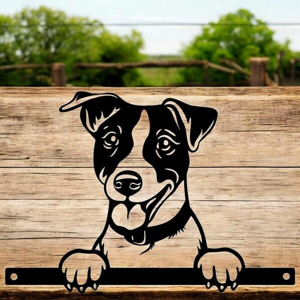 EDH Door Hardware Metal Jack Russell Peeking Dog Silhouette – 22.5cm x 32cm | Durable Outdoor & Indoor Wall Art for Garden, Fence, or Home Décor