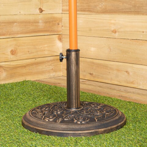 Samuel Alexander 9kg 45cm Bronze Cast Iron Effect Garden Patio Parasol Base with Rose Design