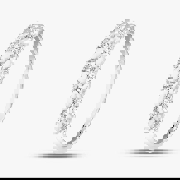 T. H. Baker 9ct White Gold 0.05ct Brilliant Cut Diamond Two Row Ring 537680 375/WG O