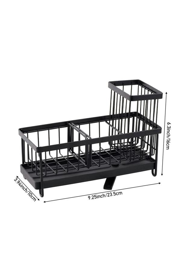 Living and Home Steel Kitchen Sink Caddy Organizer Rack with Drain Tray