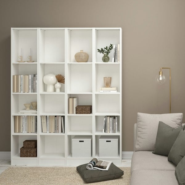 Furniture To Go Basic Tall Narrow Bookcase (4 Shelves) in White