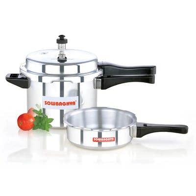 Sowbaghya 5 Lit Elite Induction Base ALU Pressure Cooker & Pan