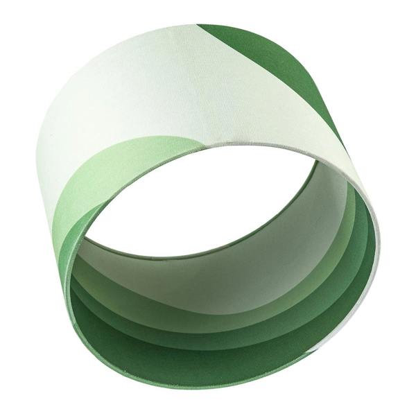 Forest Green Linen Fabric Lamp Shade with Inner and Outer Wavy Design Image 5