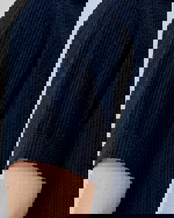 Oliver Sweeney Ravenshead Mens Cotton Seersucker Short Sleeved Shirt - Midnight Stripe