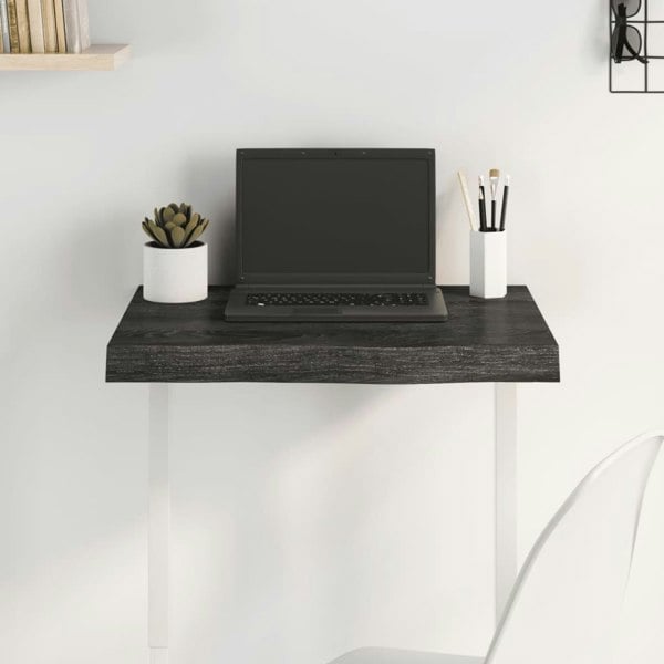 Berkfield Table Top Dark Grey 60x40x6 cm Treated Solid Wood Oak