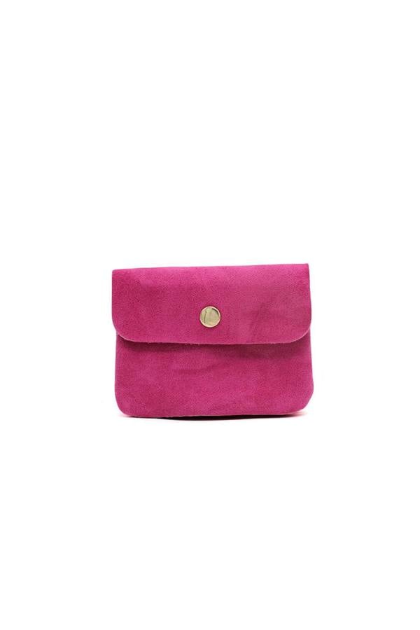 Pluspup Compact Snap Button Slim Fit Italian Genuine Suede Purse