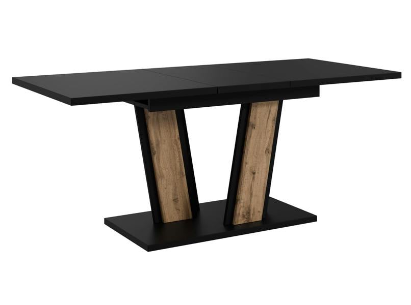 PHD Furniture MUSS Extendable Dining Table 120–160cm – Black & Wotan Oak Effect