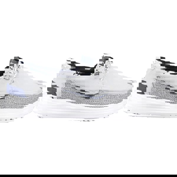 HEYDUDE Welsh Grip Classic Mesh Cotton Blend Men's Storm Gray/Navy Blazer Boat Shoes