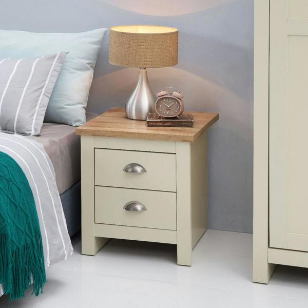Lisbon 2 Drawer Bedside Cabinet Bedroom Furniture Nightstand Table