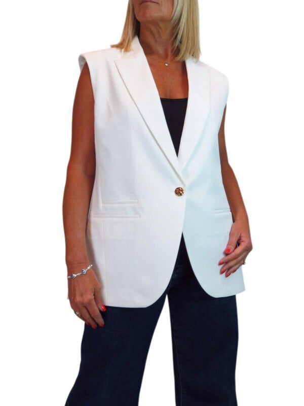 Paulo Due Oversized Sleeveless Blazer Waistcoat - Cream