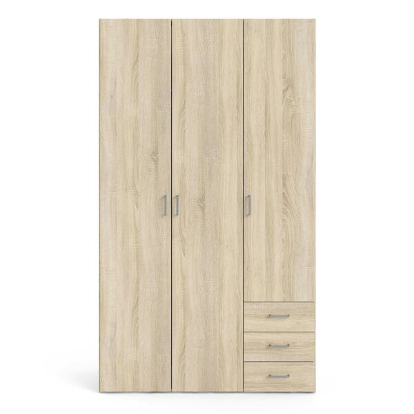 Wyld Haus Berlin Natural Oak Wardrobe 3 Doors 3 Drawers 2 Shelves